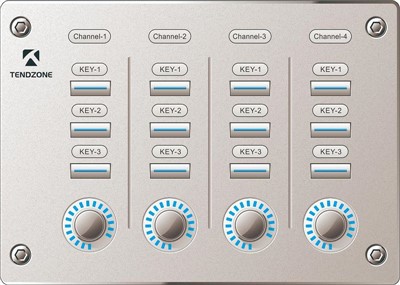 แผงควบคุมพร้อมลูกบิดและปุ่ม